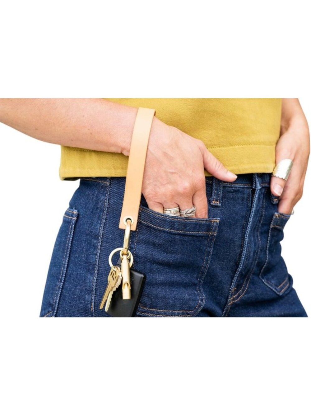 Handmade Leather Wristlet Keychain & Key Bracelet - Solid Brass, USA Made